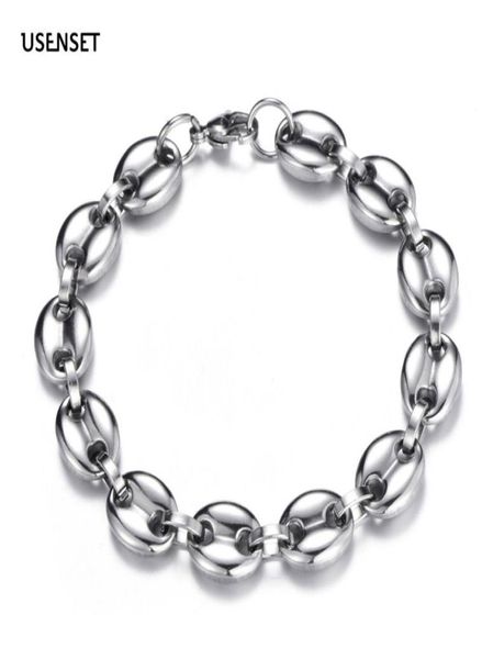 brand new men 11mm wide coffee bean bracelet 304 stainless steel gold silver chain bangle glamour jewelry m052884953, Black
brand new men 11mm wide coffee bean bracelet 304 stainless steel gold silver chain bangle glamour jewelry m052884953, Black
