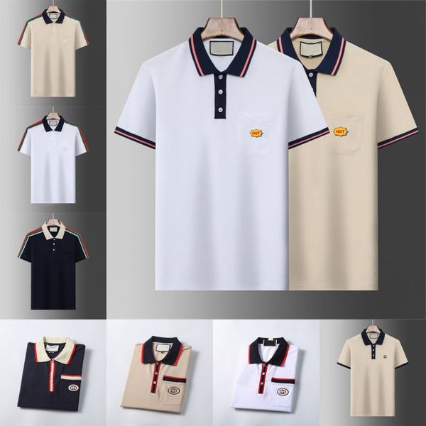 luxury brand mens designer polo t shirt summer fashion breathable short-sleeved lapel casual top, White;black
luxury brand mens designer polo t shirt summer fashion breathable short-sleeved lapel casual top, White;black