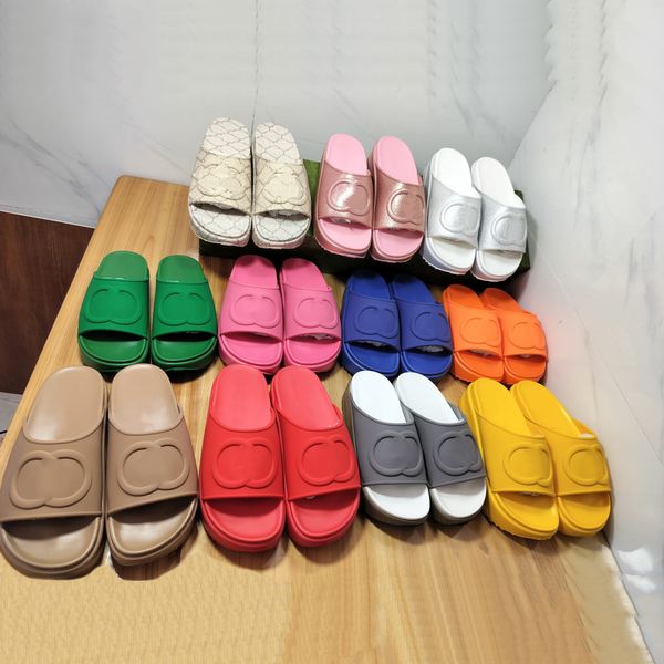 Image of Top quality new style slippers thick soled slippers Macaron men thick soled anti-skid soft soled fashionable printing slippers women beach flip-flops size 35-45