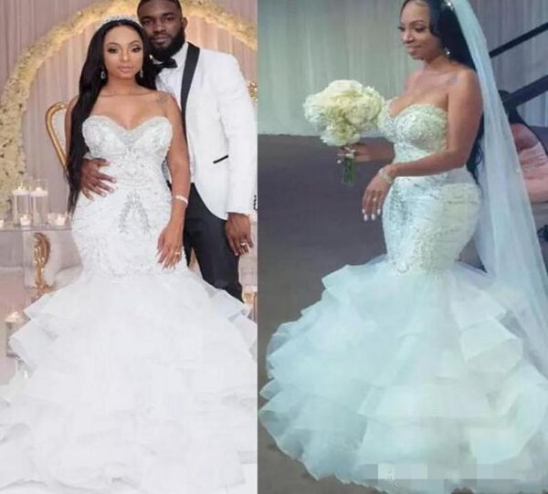 luxury beaded mermaid wedding dresses organza tiered skirt ruffles sweetheart neckline sweep train custom made wedding bridal gown6149270, White
luxury beaded mermaid wedding dresses organza tiered skirt ruffles sweetheart neckline sweep train custom made wedding bridal gown6149270, White