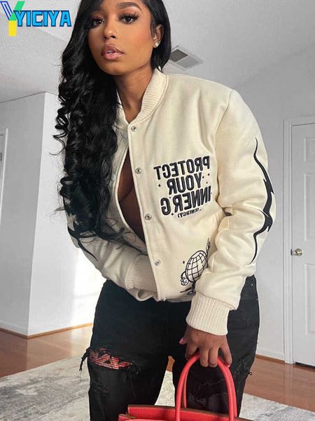 yiciya fashion women clothes 2023 designer jacket autumn winter new letter printed casual stand collar bomber jackets womens coat, Black;brown
yiciya fashion women clothes 2023 designer jacket autumn winter new letter printed casual stand collar bomber jackets womens coat, Black;brown