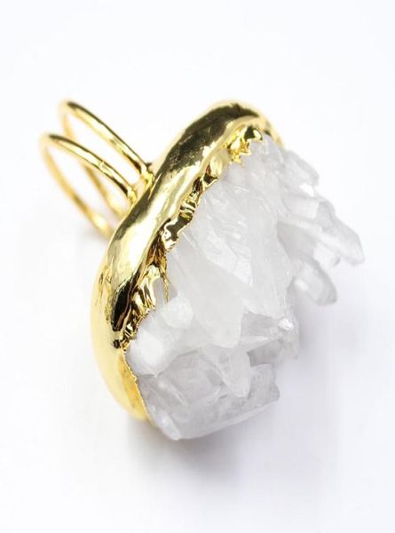 guaiguai jewelry natural clear quartz druzy rough cluster dom shape gold color electroplated ring adjustable4007821, Golden;silver
guaiguai jewelry natural clear quartz druzy rough cluster dom shape gold color electroplated ring adjustable4007821, Golden;silver
