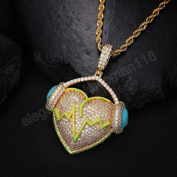 fashion gold plated bling cz headphone heart pendant necklace for men women hip hop jewelry with 3mm 24inch rope chain, Silver
fashion gold plated bling cz headphone heart pendant necklace for men women hip hop jewelry with 3mm 24inch rope chain, Silver