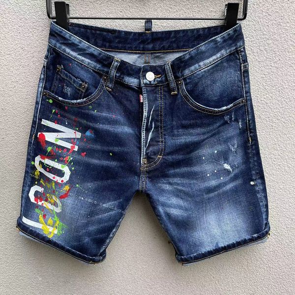 dsq2 men's jeans short luxury designer summer jeans skinny ripped cool guy causal hole denim dsq fit jeans washed short pant d233, Blue