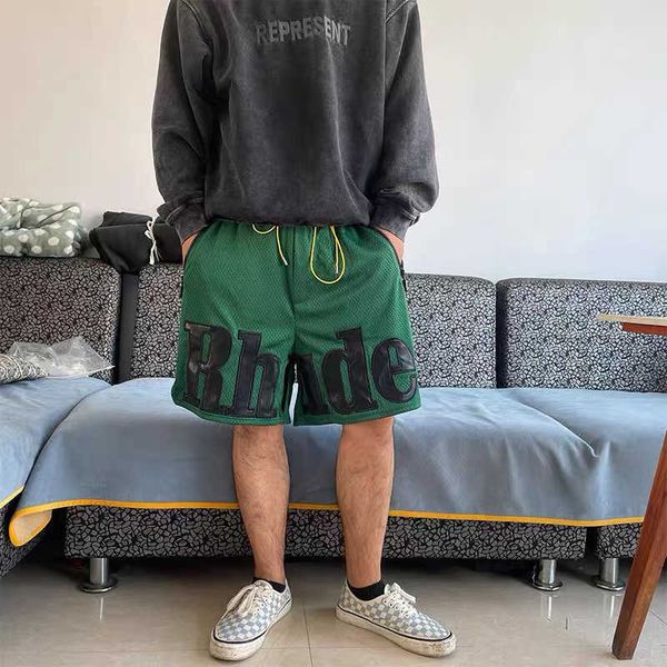 men's shorts rhude breathable basketball shorts with mesh fabric and embroidered letters for men summer main street, White;black
men's shorts rhude breathable basketball shorts with mesh fabric and embroidered letters for men summer main street, White;black
