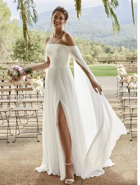 new white chiffon body shaping fairy from narrow to thin waist one side slit three-dimensional train party wedding dress
new white chiffon body shaping fairy from narrow to thin waist one side slit three-dimensional train party wedding dress
