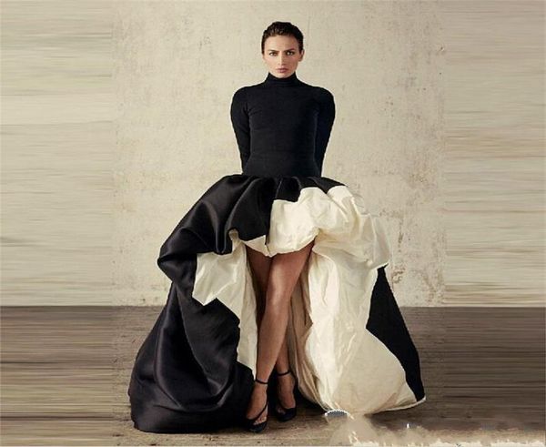 african high low long sleeves evening dresses high neck black and white satin prom dress ruffles sweep train formal cocktail party7948040, Black;red
african high low long sleeves evening dresses high neck black and white satin prom dress ruffles sweep train formal cocktail party7948040, Black;red
