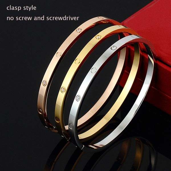 classic 4mm thin titanium steel love bracelet luxury fashion bangle with clasp c bracelet for men and women engagement jewelry size 16-19cm, Black
classic 4mm thin titanium steel love bracelet luxury fashion bangle with clasp c bracelet for men and women engagement jewelry size 16-19cm, Black