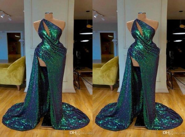 glitter green evening dress one shoulder sleeveless sequins high split ruffle floor length formal party gowns custom made long pro4487500, Black;red
glitter green evening dress one shoulder sleeveless sequins high split ruffle floor length formal party gowns custom made long pro4487500, Black;red