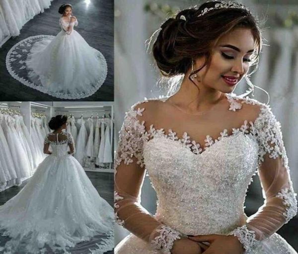 vintage lace ball gown wedding dress illusion long sleeve beaded appliques puffy bridal gown with train vestido de novia9431863, White
vintage lace ball gown wedding dress illusion long sleeve beaded appliques puffy bridal gown with train vestido de novia9431863, White