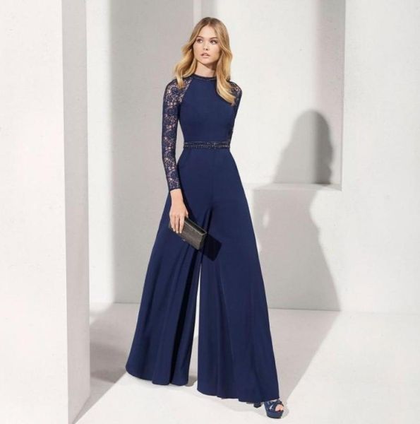 dark navy lace jumpsuit long sleeves evening dresses jewel neck beaded prom gowns floor length chiffon formal dress2061136, Black;red
dark navy lace jumpsuit long sleeves evening dresses jewel neck beaded prom gowns floor length chiffon formal dress2061136, Black;red
