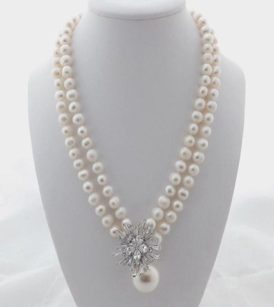 charming 2strands 78mm white freshwater pearl necklace micro inlay zircon accessories shell pendant long 4548cm3217333, Silver
charming 2strands 78mm white freshwater pearl necklace micro inlay zircon accessories shell pendant long 4548cm3217333, Silver