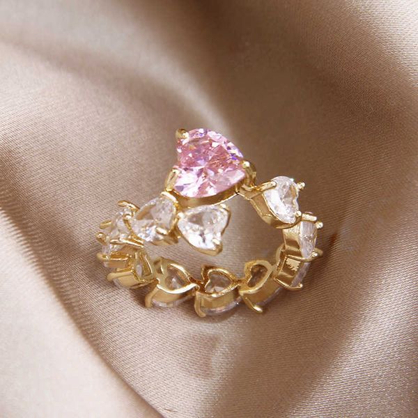 band rings fashion pink cardiotype zircon rings silvery color opening irregular ring for woman elegant party student jewelry aa230529, Silver
band rings fashion pink cardiotype zircon rings silvery color opening irregular ring for woman elegant party student jewelry aa230529, Silver