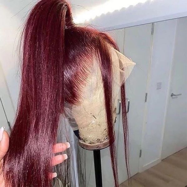 26 inch long burgundy red straight soft glueless synthetic lace front wig for women baby hair 180%density preplucked daily, Black
26 inch long burgundy red straight soft glueless synthetic lace front wig for women baby hair 180%density preplucked daily, Black