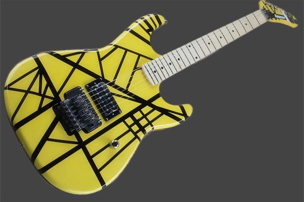 big headstock kra eddie van halen 5150 yellow electric guitar black stripe floyd rose tremolo & locking nut maple neck fingerboard factory c
big headstock kra eddie van halen 5150 yellow electric guitar black stripe floyd rose tremolo & locking nut maple neck fingerboard factory c