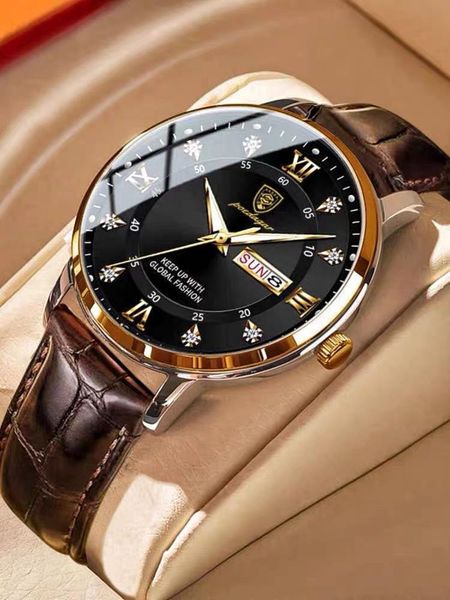 men's quartz watch cowhide strap waterproof luminous 42mm size mineral wear resistant glass, Slivery;brown
men's quartz watch cowhide strap waterproof luminous 42mm size mineral wear resistant glass, Slivery;brown