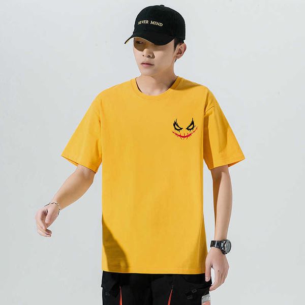 large short sleeve summer demon print ins t-shirt for men's loose fashion brand cotton crew neck, Black;brown
large short sleeve summer demon print ins t-shirt for men's loose fashion brand cotton crew neck, Black;brown