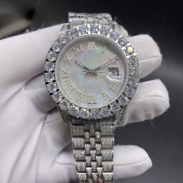 luxury large diamond ring white pearl men's watch, 43mm fully automatic mechanical precision steel strap with automatic date, Slivery;brown
luxury large diamond ring white pearl men's watch, 43mm fully automatic mechanical precision steel strap with automatic date, Slivery;brown