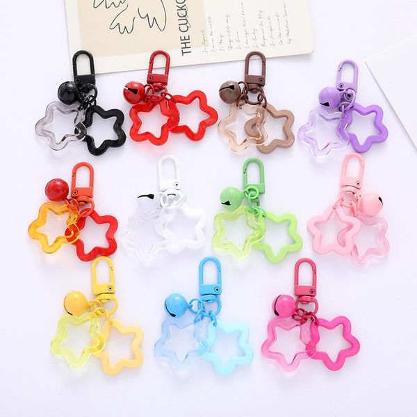 colorful acrylic hollow pentagram keychain pendant with bell fresh accessories car bag keyring decoration, Silver
colorful acrylic hollow pentagram keychain pendant with bell fresh accessories car bag keyring decoration, Silver