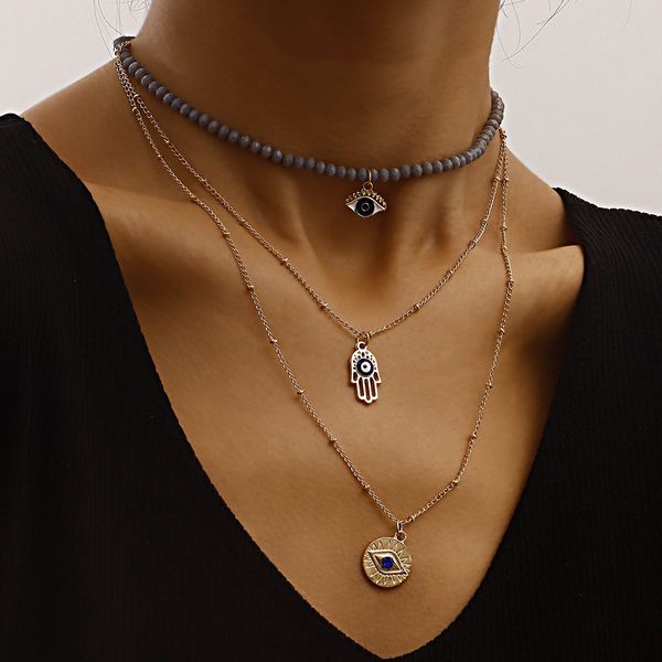 designer jewelry fashionable multi-layer grey diamond blue devil's eye pendant necklace woman, personality trendy necklace for women, Silver
designer jewelry fashionable multi-layer grey diamond blue devil's eye pendant necklace woman, personality trendy necklace for women, Silver