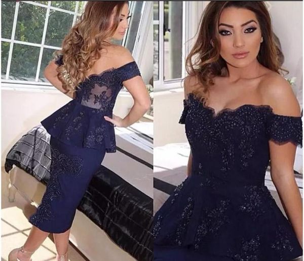 custom made 2019 fashion navy blue cocktail dresses applique lace peplum pencil skirt arabic tea length evening party gowns for wo3009461, Black
custom made 2019 fashion navy blue cocktail dresses applique lace peplum pencil skirt arabic tea length evening party gowns for wo3009461, Black