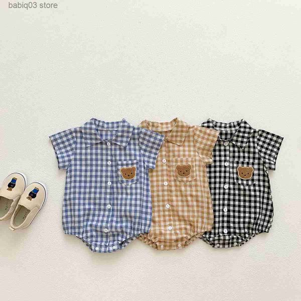 rompers baby boy plaid bodysuit shirt summer baby clothes single breasted jumpsuit newborn birth short sleeve bear one pieces romper t230529, Blue
rompers baby boy plaid bodysuit shirt summer baby clothes single breasted jumpsuit newborn birth short sleeve bear one pieces romper t230529, Blue