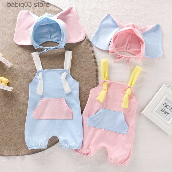 rompers newborn baby sling overalls + hat child overalls clothes set t230529, Blue 
rompers newborn baby sling overalls + hat child overalls clothes set t230529, Blue