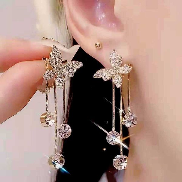 stud new full crystal butterfly tassel earrings for women earing jewelry premium fashion korean fairy rhinestone drop earrings party j230529, Golden;silver
stud new full crystal butterfly tassel earrings for women earing jewelry premium fashion korean fairy rhinestone drop earrings party j230529, Golden;silver