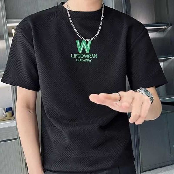 trendy brand short sleeved men's high-end summer thin round neck t-shirt with high-end design, half sleeved coffee color fashion t-shir, White;black
trendy brand short sleeved men's high-end summer thin round neck t-shirt with high-end design, half sleeved coffee color fashion t-shir, White;black