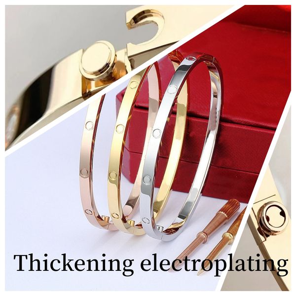 4mm narrow screw bracelet designer jewelry thick layer electroplating alone bangle without diamonds luxury love bracelet designer bracelet 5, Black
4mm narrow screw bracelet designer jewelry thick layer electroplating alone bangle without diamonds luxury love bracelet designer bracelet 5, Black