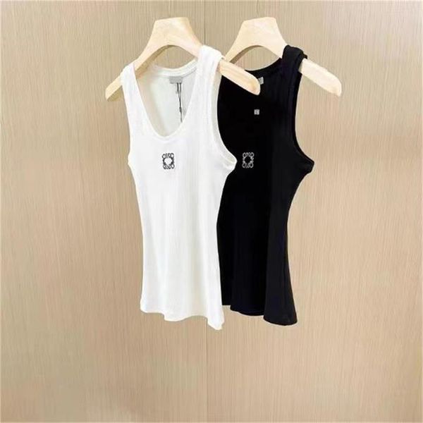 women knits tee designer embroidery knitted vest sport tank breathable yoga vest loe, White;black
women knits tee designer embroidery knitted vest sport tank breathable yoga vest loe, White;black