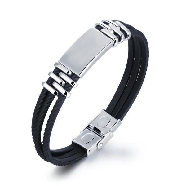 custom engraved silicone bracelet with personalized stainless steel id tag black silicone rubber and blank charm bracelet5855806, Golden;silver
custom engraved silicone bracelet with personalized stainless steel id tag black silicone rubber and blank charm bracelet5855806, Golden;silver