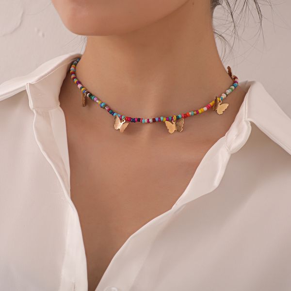 designer jewelry fashion alloy butterfly pendant necklace woman, temperament simple colored beaded hand-made necklace adjustable necklace fo, Silver
designer jewelry fashion alloy butterfly pendant necklace woman, temperament simple colored beaded hand-made necklace adjustable necklace fo, Silver