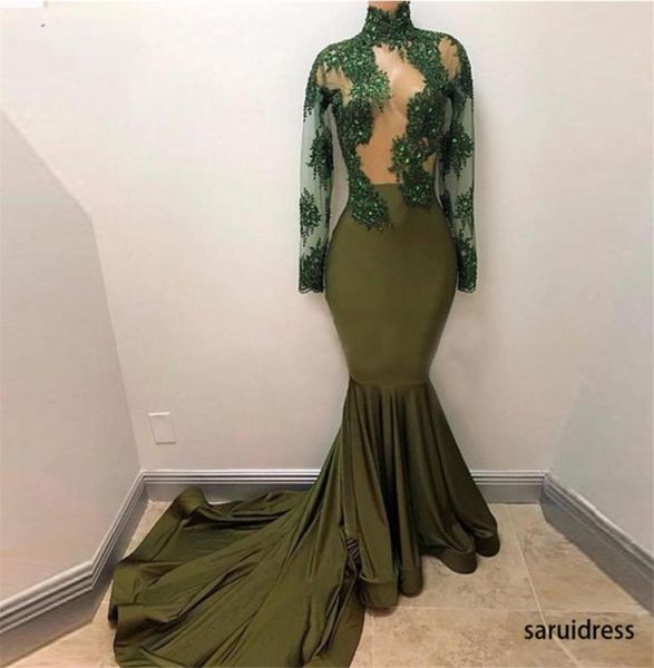 african nigeria formal evening dress olivegreen mermaid prom dresses long sleeves lace appliques beaded high neck see through par8862957, Black
african nigeria formal evening dress olivegreen mermaid prom dresses long sleeves lace appliques beaded high neck see through par8862957, Black