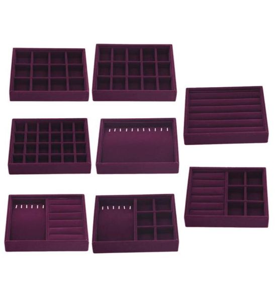 jewelry pouches bags elegant purple velvet stackable jewelry ring earring display tray 24 girds case holder organizers storage sho2064382, Pink;blue
jewelry pouches bags elegant purple velvet stackable jewelry ring earring display tray 24 girds case holder organizers storage sho2064382, Pink;blue
