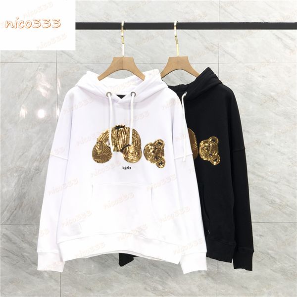 23ss new hoodies sequins broken head bear letter print pattern terry cotton loose and versatile black and white street men and women sweatsh
23ss new hoodies sequins broken head bear letter print pattern terry cotton loose and versatile black and white street men and women sweatsh