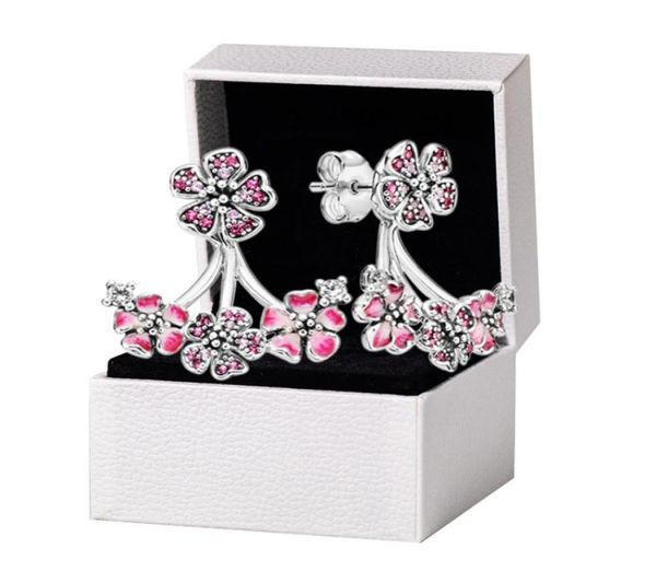 925 sterling silver pink peach blossom stud earrings original box set for pandora womens fashion party jewelry flowers earring set1402595, Golden;silver 
925 sterling silver pink peach blossom stud earrings original box set for pandora womens fashion party jewelry flowers earring set1402595, Golden;silver