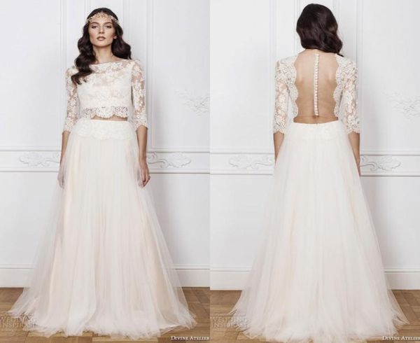 bateau neck 34 long sleeve boho wedding dresses two pieces lace crop sheer beach bridal gowns ruffled tulle vestidos de noiva6783292, White
bateau neck 34 long sleeve boho wedding dresses two pieces lace crop sheer beach bridal gowns ruffled tulle vestidos de noiva6783292, White