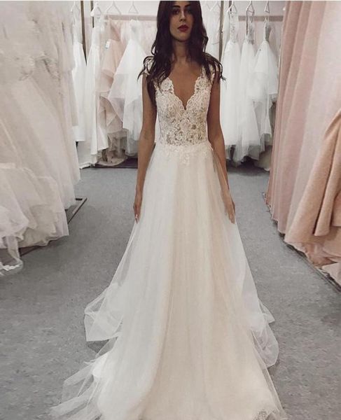 deep vneck lace aline wedding dresses backless bridal gowns soft tulle sleeveless women vestidos de mariee plus si8975814, White
deep vneck lace aline wedding dresses backless bridal gowns soft tulle sleeveless women vestidos de mariee plus si8975814, White