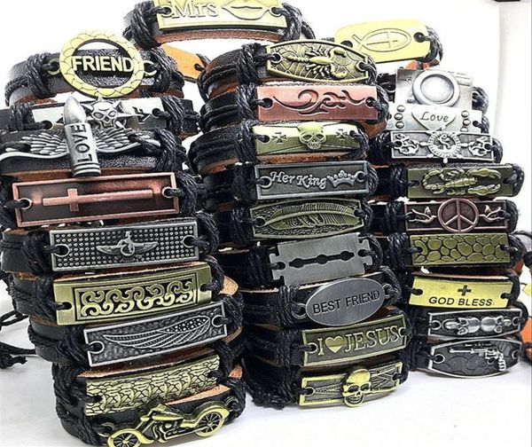 whole 50pcs mix styles leather bracelets handmade fashion jewelry skull cross cuff bracelet bangles for men women brand new drop248381898, Black
whole 50pcs mix styles leather bracelets handmade fashion jewelry skull cross cuff bracelet bangles for men women brand new drop248381898, Black