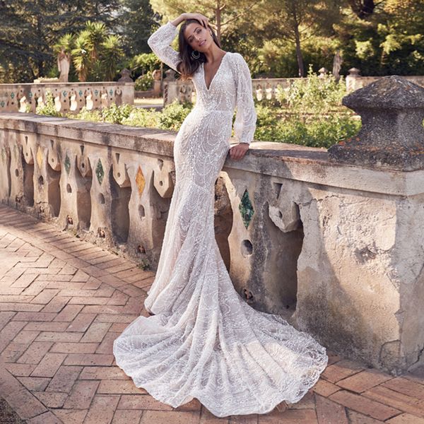 mermaid wedding dress 2023 puff long sleeve deep v-neck cut-out tulle brush train dress for bride vestidos de novia, White
mermaid wedding dress 2023 puff long sleeve deep v-neck cut-out tulle brush train dress for bride vestidos de novia, White