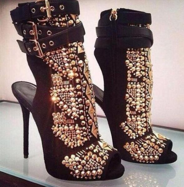 2019 fashion gold studded rivets boots women party shoes peep toe booties spike stud summer boots women gladiator shoes2108860, Black
2019 fashion gold studded rivets boots women party shoes peep toe booties spike stud summer boots women gladiator shoes2108860, Black