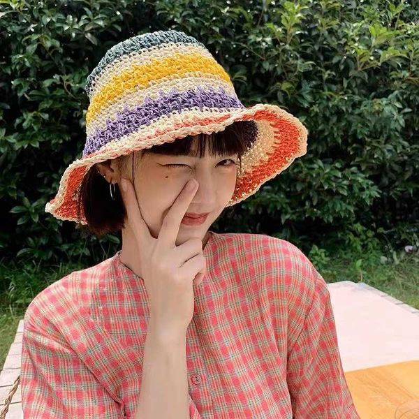 wide brim hats summer striped knitted bucket hat women's handmade crochet panama straw cap foldable fisherman hat outdoor travel sun ha, Blue;gray
wide brim hats summer striped knitted bucket hat women's handmade crochet panama straw cap foldable fisherman hat outdoor travel sun ha, Blue;gray
