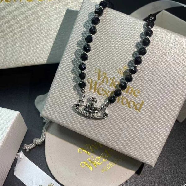 western empress dowager vivian's layer of diamond black agate pearl necklace female luxury charcoal chain high edition, Silver
western empress dowager vivian's layer of diamond black agate pearl necklace female luxury charcoal chain high edition, Silver
