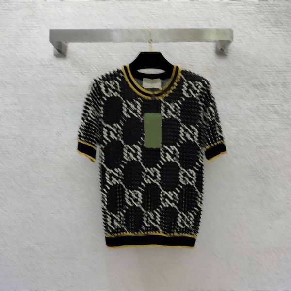 designer knit tees short sleeve sweater letter logo print classic cotton fabric plaid print gold thread stretch jersey knited women clothin, White;black
designer knit tees short sleeve sweater letter logo print classic cotton fabric plaid print gold thread stretch jersey knited women clothin, White;black
