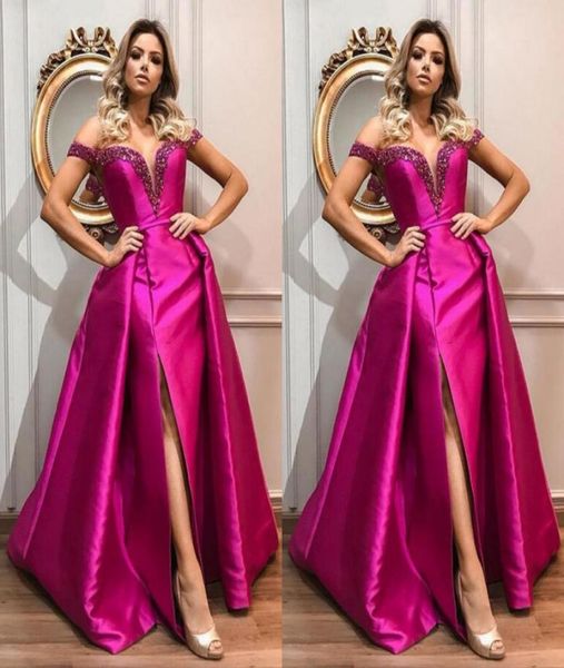 dubai arabic fuchsia off the shoulder evening dresses 2019 satin side split beaded mermaid prom dress with detachable skirt6575670, Black;red
dubai arabic fuchsia off the shoulder evening dresses 2019 satin side split beaded mermaid prom dress with detachable skirt6575670, Black;red