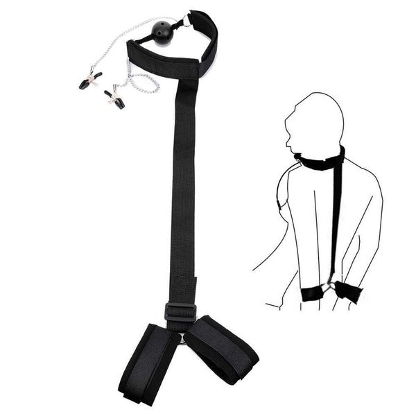 other panties couple flirting bondage gear wrist restraints cuffs with collar mouth ball gag nipple clamps slave handcuffs toys j230529, Red;black
other panties couple flirting bondage gear wrist restraints cuffs with collar mouth ball gag nipple clamps slave handcuffs toys j230529, Red;black