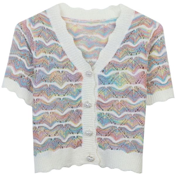 522 l 2023 summer sweaters women's cardigan sweater white striped v neck short sleeve brand same style women's mingmo, White;black
522 l 2023 summer sweaters women's cardigan sweater white striped v neck short sleeve brand same style women's mingmo, White;black