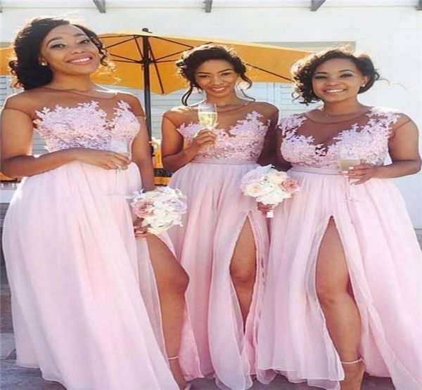 pink lace chiffon bridesmaid dresses 2018 sheer neck splits long dress for maid of honor dress zipper back floor length eveni1269788, Blue;red
pink lace chiffon bridesmaid dresses 2018 sheer neck splits long dress for maid of honor dress zipper back floor length eveni1269788, Blue;red