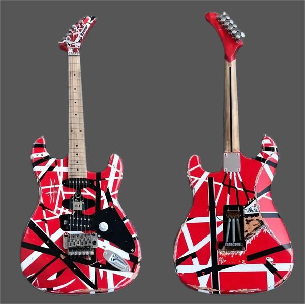 electric guitar edward eddie van halen black white stripe red heavy relic maple neck, floyd rose tremolo & locking nut
electric guitar edward eddie van halen black white stripe red heavy relic maple neck, floyd rose tremolo & locking nut